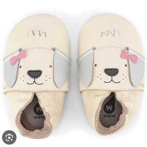 Bobux Cream and Gray Puppy Kids Shoes